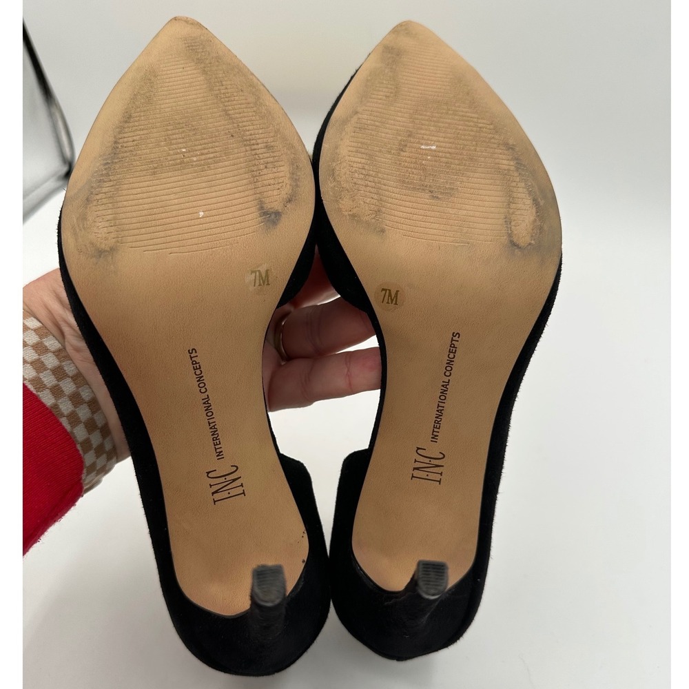 INC INTERNATIONAL CONCEPTS Black Suede D'Orsay Kenjay Pointed Toe Pumps 7 - Picture 12 of 12